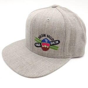 Bolton Valley Ski Bum‎ Trucker Snapback Hat Ball Cap Gray Wool Blend Adjustable